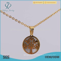 2018 nouvelle mode design arbre de vie forme ronde creux en acier inoxydable pendentifs bijoux vente chaude